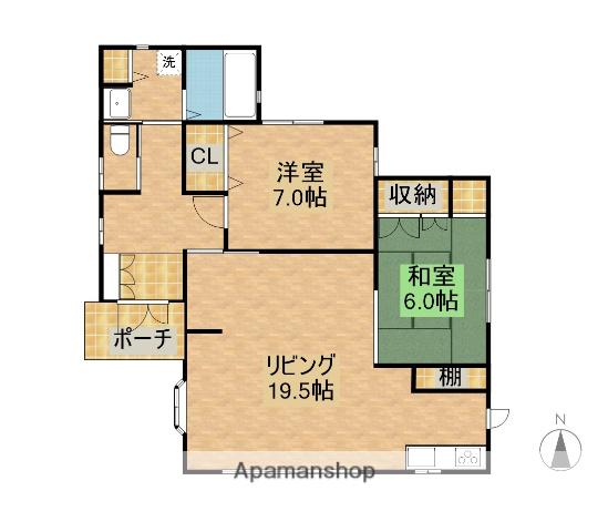 宮崎県宮崎市 1階建 築20年(2LDK)の間取り写真