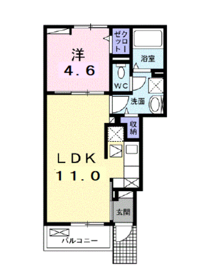 グラシアス(1LDK/1階)の間取り写真