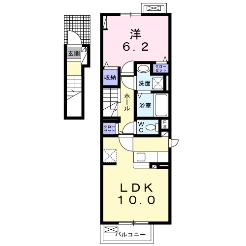 PLAINCERISIER B(1LDK/2階)の間取り写真