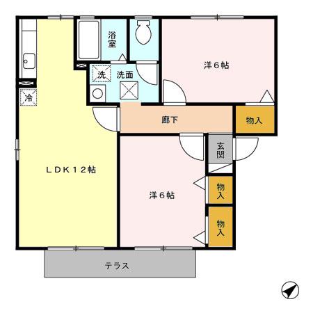ひまわり(2LDK/1階)の間取り写真