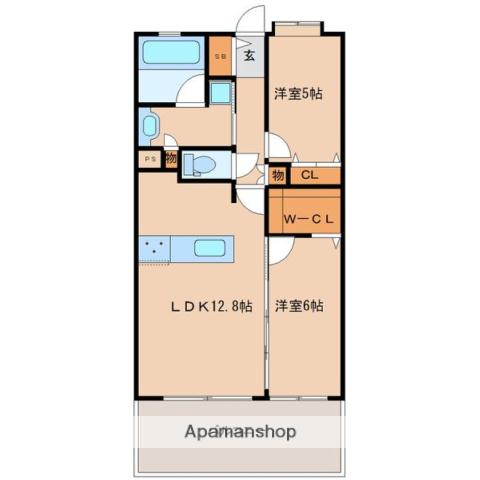 レクシア宮崎駅プレジア(2LDK/4階)の間取り写真