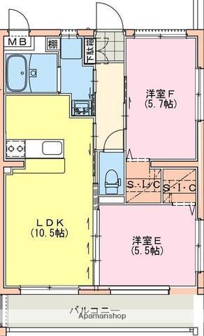 シャルテハイムⅤ(2LDK/1階)の間取り写真