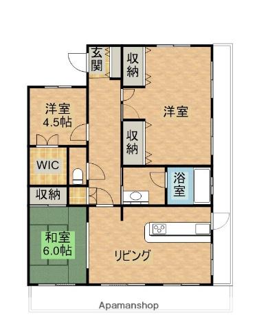 エイルヴィラクレストリバー鶴島(3LDK/4階)の間取り写真
