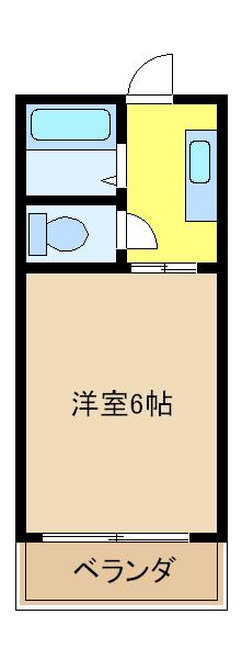 ナカイビル(1K/3階)の間取り写真