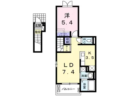 ニューパールハウス(1LDK/2階)の間取り写真