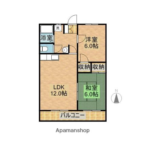 シャルマンK(2LDK/1階)の間取り写真
