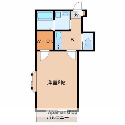 バン・ベール清水Ⅱ(1K/3階)の間取り写真