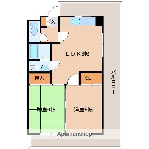 パームコート(2DK/5階)の間取り写真