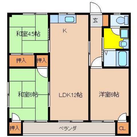 第三コーポ川越(3LDK/2階)の間取り写真