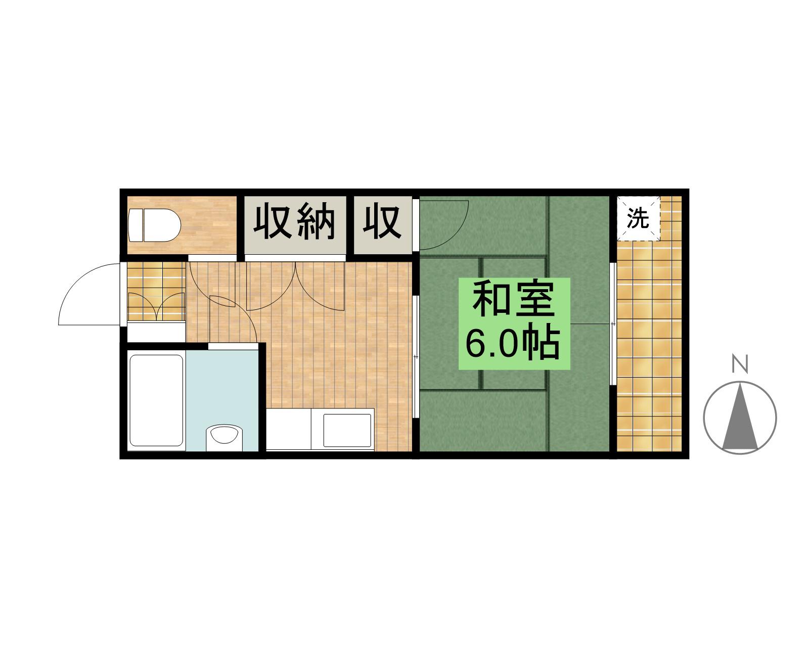 サザンウイング2番館(1K/3階)の間取り写真