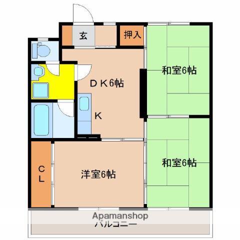 リバーサイドマンション 清武(3DK/2階)の間取り写真