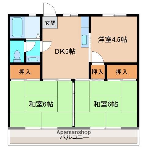 浜田ビル(3DK/3階)の間取り写真
