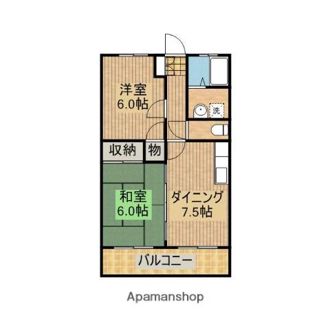 ルアナ・エステート正手(2DK/2階)の間取り写真