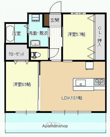 J.FEEL高千穂通(2LDK/7階)の間取り写真