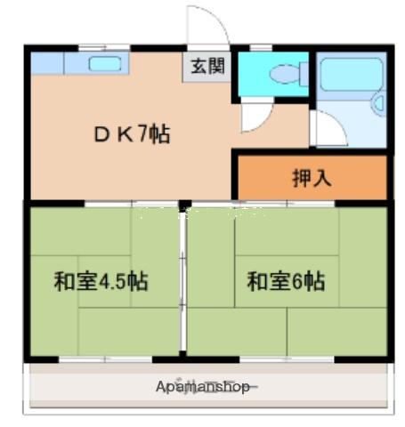 コーポかわの(2DK/2階)の間取り写真