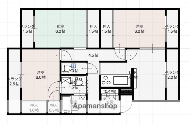 EKビルⅡ(3DK/1階)の間取り写真