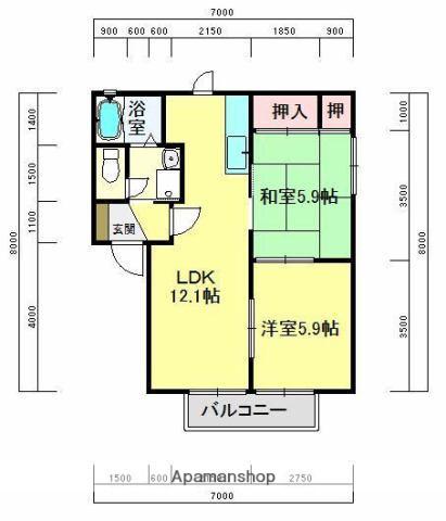 リバーサイドハウス壱番館(2LDK/2階)の間取り写真