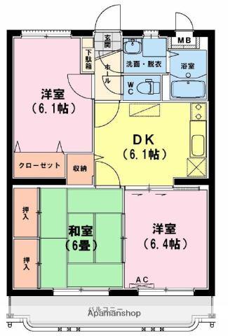 ユーミーいちまるⅡ(3DK/3階)の間取り写真