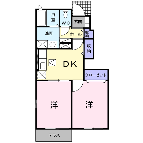 ル・ショコラ(2DK/1階)の間取り写真