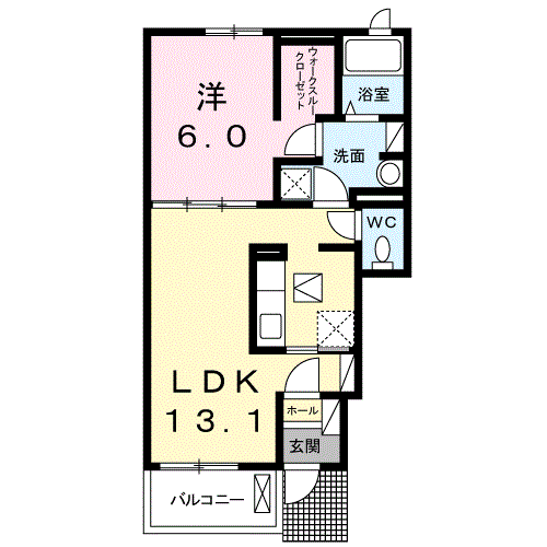 ラ・カーサ(1LDK/1階)の間取り写真