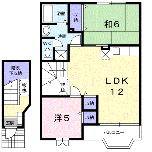 ピュアドリームⅡ(2LDK/2階)の間取り写真