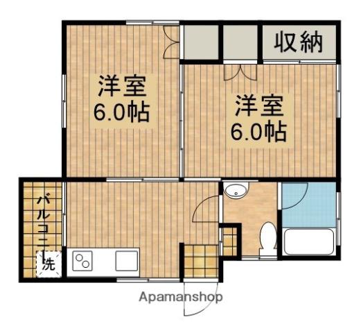 筏アパート(2K/2階)の間取り写真