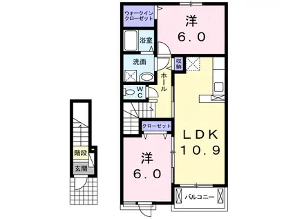 ラコルト A(2LDK/2階)の間取り写真