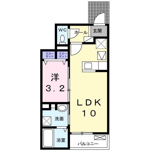 スイートグレイス Ⅱ(1LDK/1階)の間取り写真