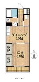 サンライズカワサキ(1DK/3階)の間取り写真