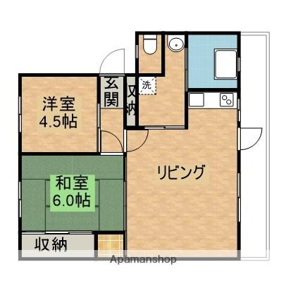 エバーライフ花ヶ島(2LDK/4階)の間取り写真