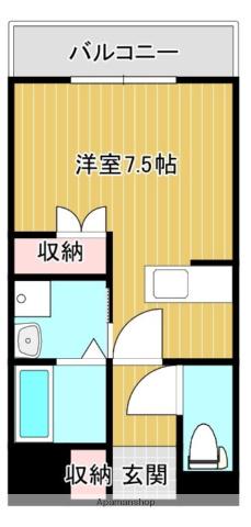 楓壱番館(ワンルーム/5階)の間取り写真