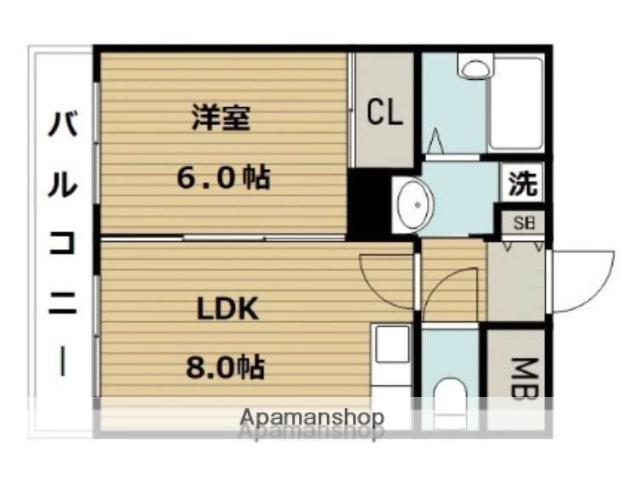 カーサ・レバンテ(1LDK/4階)の間取り写真