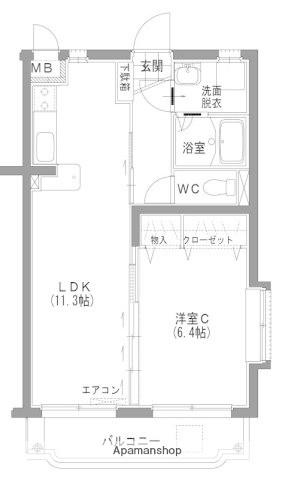 ユーミー波島(1LDK/1階)の間取り写真