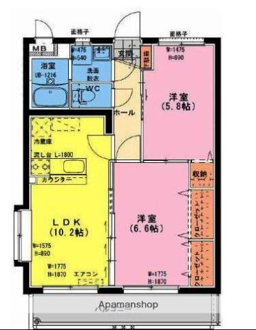 リ・ブラン(2LDK/2階)の間取り写真