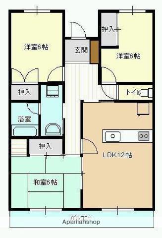 アルカディア祇園(3LDK/1階)の間取り写真