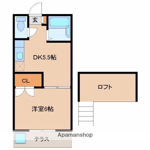 A-STEP城ヶ崎(1DK/1階)の間取り写真