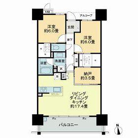 サーパス橘通東(2SLDK/3階)の間取り写真