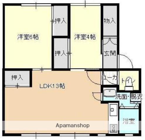 サルヴァトーレ柳丸(2LDK/4階)の間取り写真