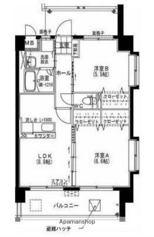 ラポルテ(2LDK/6階)の間取り写真