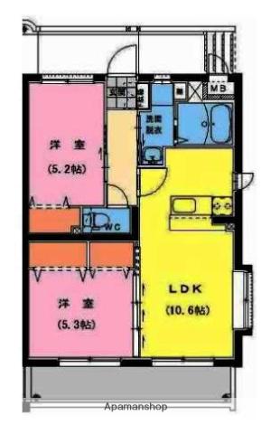 フェニックスⅢ(2LDK/1階)の間取り写真