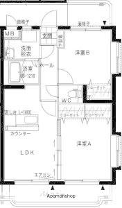 ビブレコート(2LDK/1階)の間取り写真