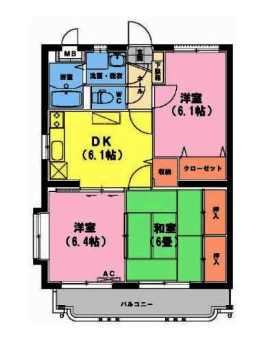 ユーミーいちまるⅤ(3DK/4階)の間取り写真