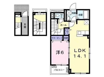 グレートバレー1(1LDK/3階)の間取り写真