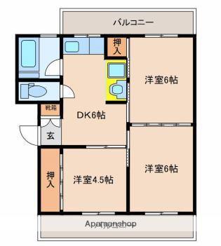 ファーストライフ谷川(3DK/2階)の間取り写真