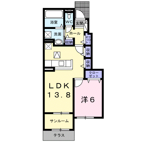 ウルビーノ Ⅱ(1LDK/1階)の間取り写真