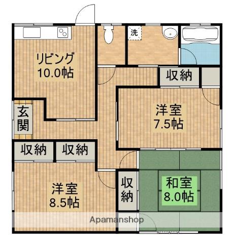 宮崎空港線 田吉駅 徒歩7分 1階建 築37年(3LDK)の間取り写真