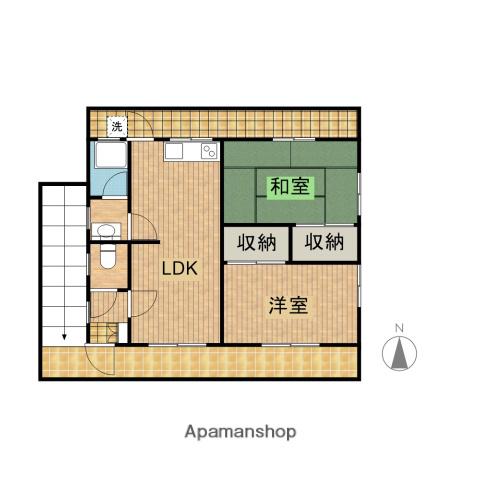 眞鍋アパート(2LDK/2階)の間取り写真