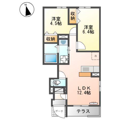 ラ・プリシェール(2LDK/1階)の間取り写真