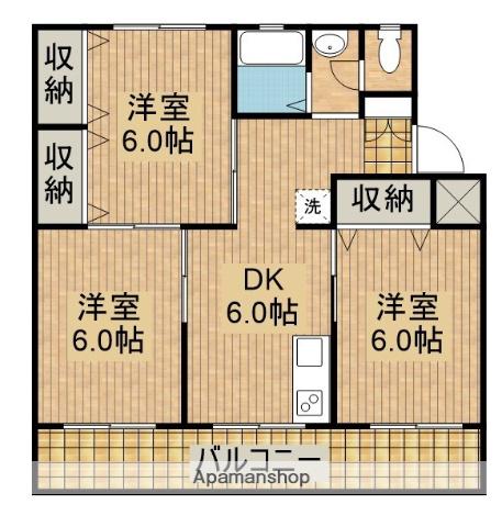 マンション大西Ⅱ(3DK/2階)の間取り写真