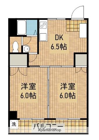 山本第二マンション(2DK/4階)の間取り写真